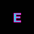 Pixelated letters E, L, L, I, and E in cyan with pink outlines on black background; gray rectangle partially visible.