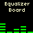 Pixelated green equalizer bars and text 'Equalizer Board' on black background, with multiple identical sections arranged in a pattern