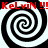 Four black-and-white spiral patterns arranged in a with red text reading "KeLviN !!!" repeated across the top and bottom