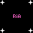 Black background with white pixelated stars and four instances of pink text reading 'RiA' in a pattern