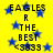Yellow background with blue stars and black text reading 'EAGLES R THE BEST <3333' in a pattern