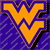Pixelated orange 'W' with blue outline on purple background with diagonal stripes.