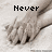 A four- shows a hand on a light surface with text changing : 'Never', 'Let', 'Go', and '<3'