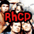 Group of people with red text overlays on a pixelated background.