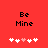 Red background with black text "Be Mine" and five white hearts, one pink heart in the center.