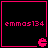 Four identical square with black backgrounds and pink borders, each containing pixelated text 'emmas134' and a small pink icon in the bottom-right corner