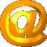 Four golden @ symbols arranged in a , each with a metallic sheen and subtle 3D effect against a gray background