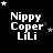 Black background with white text 'Nippy Coper LiLi' and animated star positions