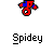 Animated contact sheet showing six frames of a pixelated Spider-Man icon with motion effects and repeated text labels below each frame.