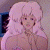 A split-frame contact sheet showing a cartoon character with pink hair on the left and green text reading "Original Icons .com" on the right against a dark background.