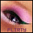 A close-up of a human eye with pink eyeshadow and green eyeliner, displaying a flirty expression with the word "FLIRTY" below.