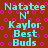 Brown background with pink circular patterns and cyan text reading "Natatee N' Kaylor Best Buds" in a pixelated style.