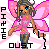 Pixel art contact sheet of four animated frames showing a fairy character with pink wings, brown hair, and pink crop top against a white background with pink radial lines.