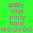 Pixelated text in pink on green and cyan backgrounds with 'gaby says party hard' above 'woohoo' repeated across four quadrants.