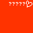 Red background with white pixelated question marks and a heart symbol arranged in two groups.