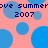 Pixelated pattern with repeating text and blue circles on a pink background.