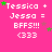 identical pink buddy icons with white text reading "Tessica + Jessa = BFFS!!! <333" and scattered green stars on a solid background