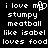 Black background with white pixelated text reading 'i love my stumpy meatball like isabel loves food' in two identical