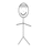 Four stick-figure animations showing a character with changing expressions and actions
