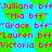 Pixelated text in bright pink on a cyan background with green circular shapes, repeating names and "bff" phrases.