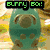 Pixelated image of a green spotted object with text 'urry ex!' above it, set against a yellow and brown background.