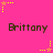 A static image with a bright pink background featuring repeated text "Brittany" and scattered yellow and orange star-shaped pixel art elements.