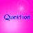 A pink background with four identical blue 'Question' text icons arranged in a , each with a subtle light effect