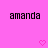 Pixelated text 'amanda' appears twice on a pink background with two pixel hearts below.