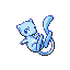 Pixelated blue cartoon cat with long tail in four distinct poses arranged in a , each showing slight variations in body angle and tail position