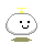 Four pixelated white blob characters with yellow tops and green bases arranged in a 2x2 grid, each displaying subtle variations in facial features across frames.