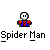 Spider-Man-themed pixel art icons with varying poses, expressions, and color schemes on a gray background