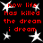 Red text on black background with white stars, repeating the phrase 'now life has killed the dream i dream' in a pattern