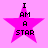 Four identical pink star-shaped icons with black text "I AM A STAR" arranged in a on a light pink background
