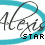 Animated sequence showing a woman's face emerging from a star-shaped cutout against a blue-and-white striped background with 'Alexis' text.
