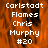 Pixelated text reads 'Carlstadt Flames Chris Murphy #20' over an orange flame background with a gray rectangular overlay on the right side.