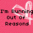Pixelated pink background with white heart outline and black text reading "I'm Running Out Of Reasons To Talk To You!" in two sections.