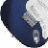 Animated sequence showing a blue electric guitar's body, neck, and headstock transitioning from left to right across white background with pixelated text.