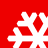 Four white snowflake icons on a solid red background, arranged in a two-by-two with no visible animation changes