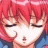 A split-frame contact sheet showing a pixelated anime-style character with red hair on the left and text elements on a black background on the right, both in 48x48 resolution.