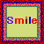 A 2x2 contact sheet of three animated frames showing a smiley icon with text and facial expressions, each frame in a colorful pixelated border on a gray background.