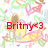 Pixelated image with red text 'Britny<3' overlaid on a colorful abstract background of pastel flowers and shapes.