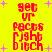Yellow background with pink plus signs; red pixelated text 'get ur Paccs right bitch' repeated in four identical sections.