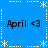 Blue background with white dotted and dashed lines forming a , four instances of "April <3" text in black pixelated font at corners, and white asterisk-like snowflake symbols at intersections