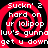 Red and black spiral background with white pixelated text reading 'Suckn' 2 hard on ur lolipop luv's gunna get u down' repeated in four quadrants.