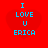 Red background with four identical heart-shaped icons displaying blue text "I LOVE U ERICA" in pixelated font.