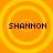Four identical orange circular icons with yellow concentric rings and black text reading SHANNON in pixelated font.