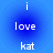 Blue circular background with white text 'i love kat' arranged vertically, two identical static frames displayed side-by-side.