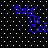 Blue pixelated text 'Baby Its Cold' on black background with white dot , four identical instances arranged in two