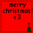 Red background with 'merry christmas' text and heart symbol, featuring a green tree that alternates between having a star on top and no star.