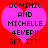 Two identical pixelated heart-shaped icons with pink fill and red background, each displaying black text reading "DOMINIC AND MICHELLE 4EVER!! GET IT?!".